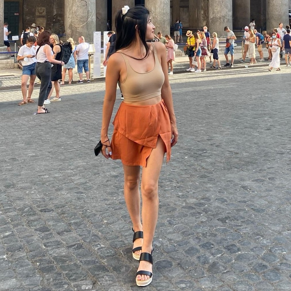 SHEIN orange skirt